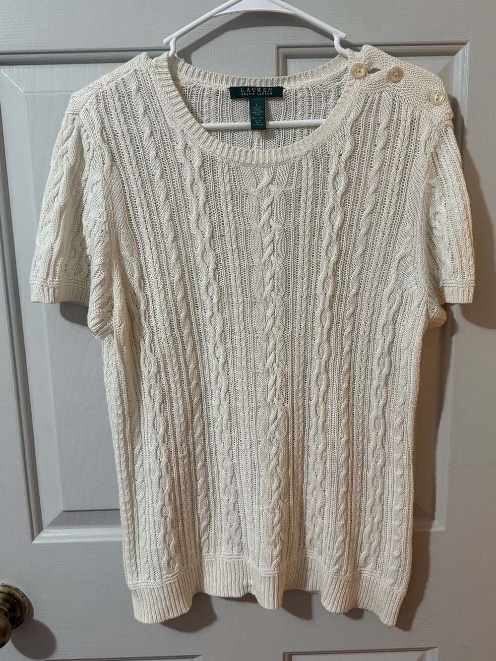 Lauren Ralph Lauren Cable Knit Sweater Size L Cream